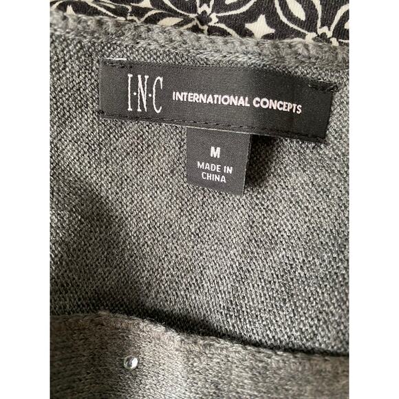 INC International Concepts Gray Acrylic Wool Silver Beaded Crewneck Sweater M - Picture 7 of 9